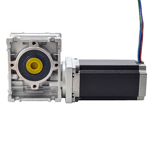 Nema 23 Stepper Motor L=113mm Gear Ratio 20:1 Worm Gearbox NMRV30 Worm Gear Speed Reducer - 23HS45-4204S-RV30-G20 | StepperOnline CA
