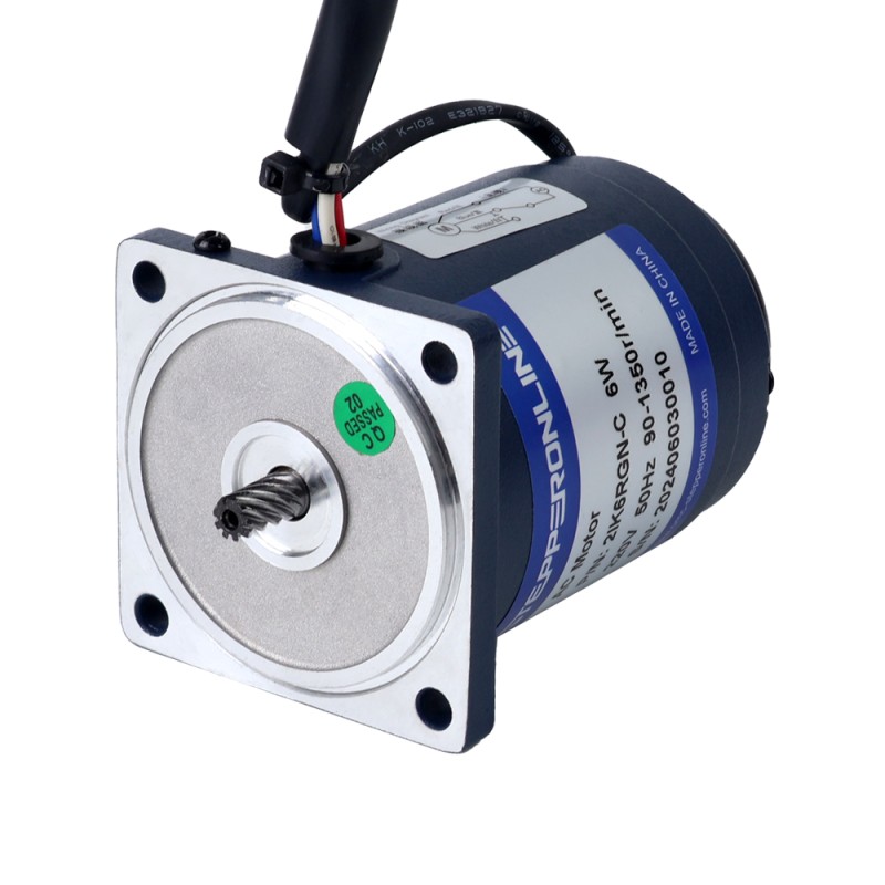 6W 220VAC 50Hz 6-90RPM 0.54Nm(76.47oz.in) Flange 60mm Spur Gearbox Single-phase AC Variable Speed Motor - 2IK6RGN-C/2GN15K | StepperOnline CA