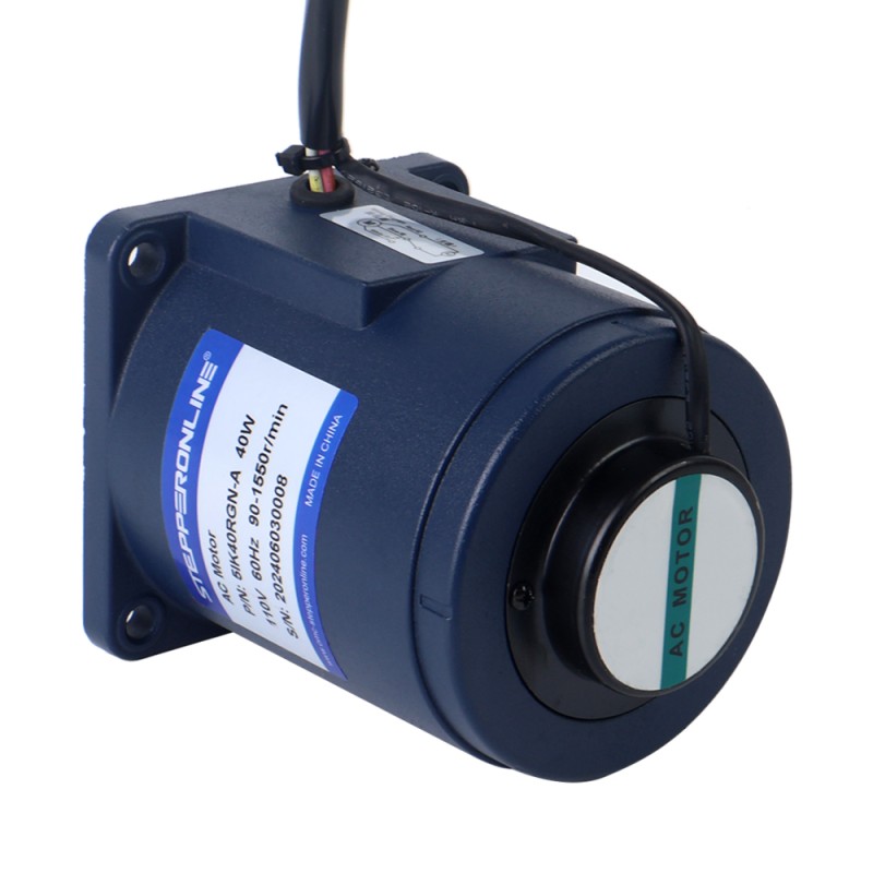 40W 110VAC 60Hz 0.9-15.5RPM 10.00Nm(1416.12oz.in) Flange 90mm Spur Gearbox Single-phase AC Variable Speed Motor - 5IK40RGN-A/5GN100K | StepperOnline CA