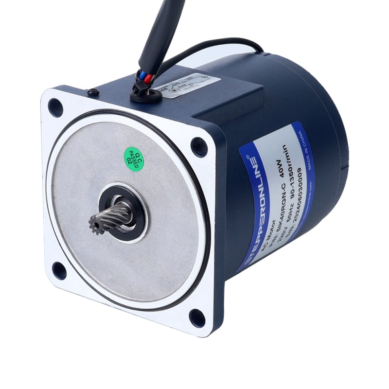 40W 220VAC 50Hz 3-45RPM 6.43Nm(910.56oz.in) Flange 90mm Spur Gearbox Single-phase AC Variable Speed Motor - 5IK40RGN-C/5GN30K | StepperOnline CA