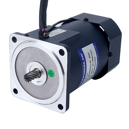 90W 110VAC 60Hz 0.5-8.61RPM 40.00Nm(5664.4oz.in) Flange 90mm Right Angle Gearbox Single-phase AC Variable Speed Motor - 5IK90RGU-AF/5GU180RC | StepperOnline CA