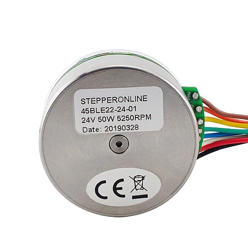 24V 5250RPM 0.084Nm 50W 2.6A Ф43.2x21.6mm External Rotor Motor - 45BLE22-24-01 | StepperOnline CA