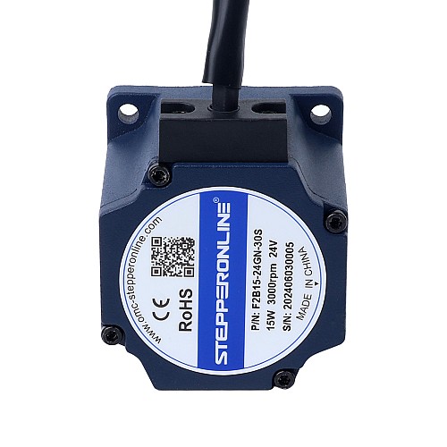 24V 15W 300RPM Geared Brushless DC Motor 0.39Nm(55.23oz.in) 10:1 Spur Gearbox - F2B15-24GN-30S/2GN10K | StepperOnline CA