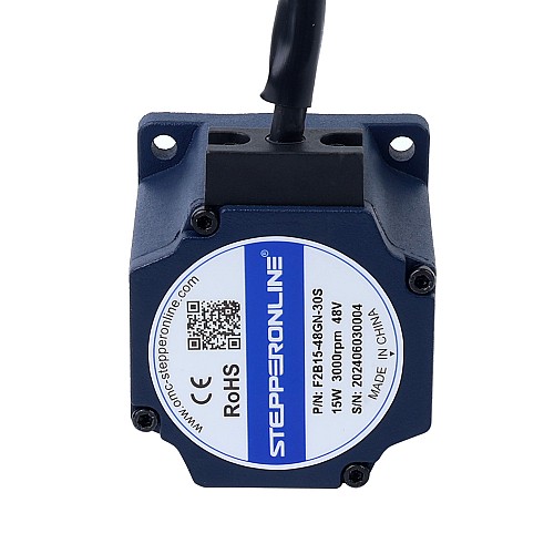48V 15W 200RPM Geared Brushless DC Motor 0.58Nm(82.13oz.in) 15:1 Spur Gearbox - F2B15-48GN-30S/2GN15K | StepperOnline CA 48V 15W 200RPM Geared Brushless DC Motor 0.58Nm(82.13oz.in) 15:1 Spur Gearbox - F2B15-48GN-30S/2GN15K | StepperOnline CA