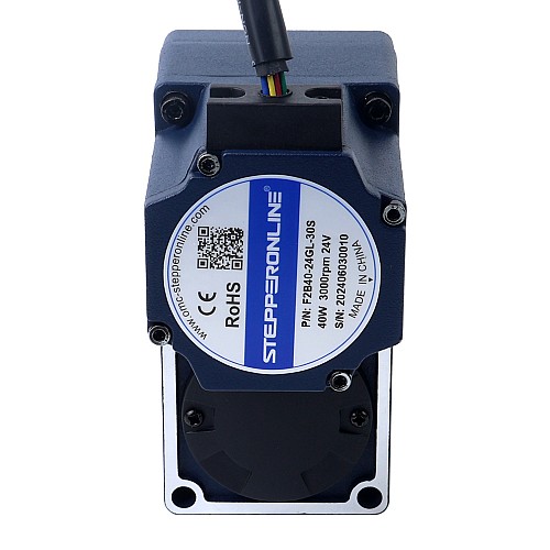 24V 40W 20RPM 13.00Nm(1840.95oz.in) 150:1 Geared Brushless DC Motor w/ Parallel Hollow Shaft Gearbox - F2B40-24GL-30S/2GL150RC | StepperOnline CA