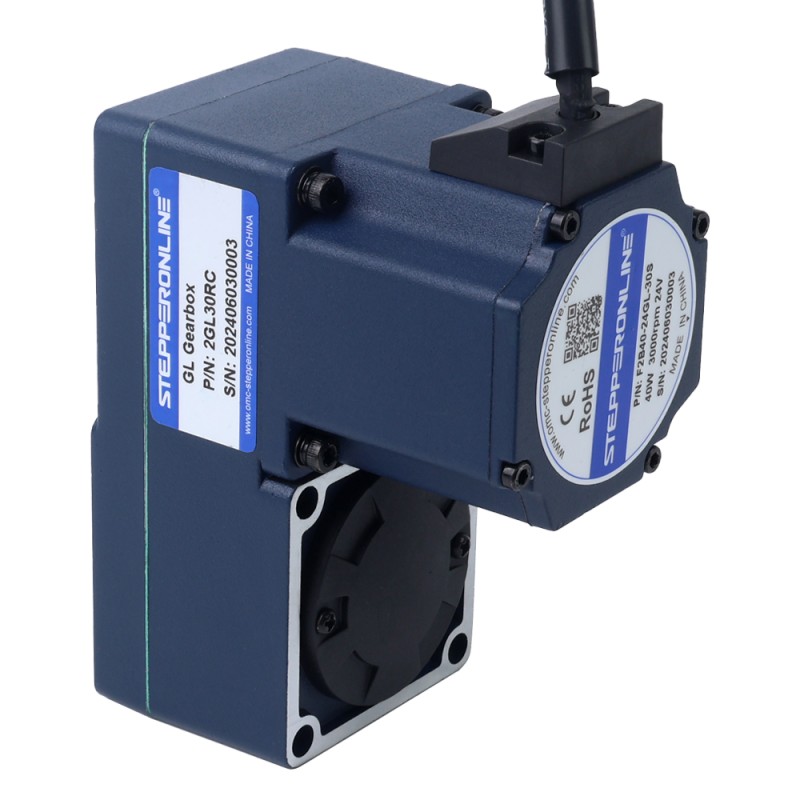 24V 40W 100RPM 2.80Nm(396.51oz.in) 30:1 Geared Brushless DC Motor w/ Parallel Hollow Shaft Gearbox - F2B40-24GL-30S/2GL30RC | StepperOnline CA