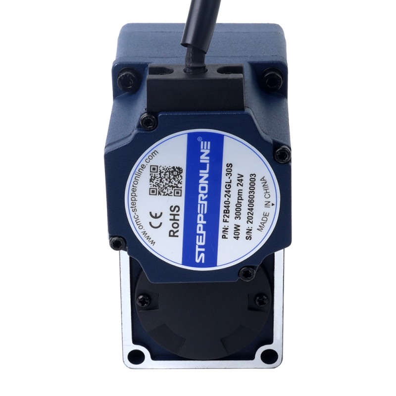 24V 40W 100RPM 2.80Nm(396.51oz.in) 30:1 Geared Brushless DC Motor w/ Parallel Hollow Shaft Gearbox - F2B40-24GL-30S/2GL30RC | StepperOnline CA