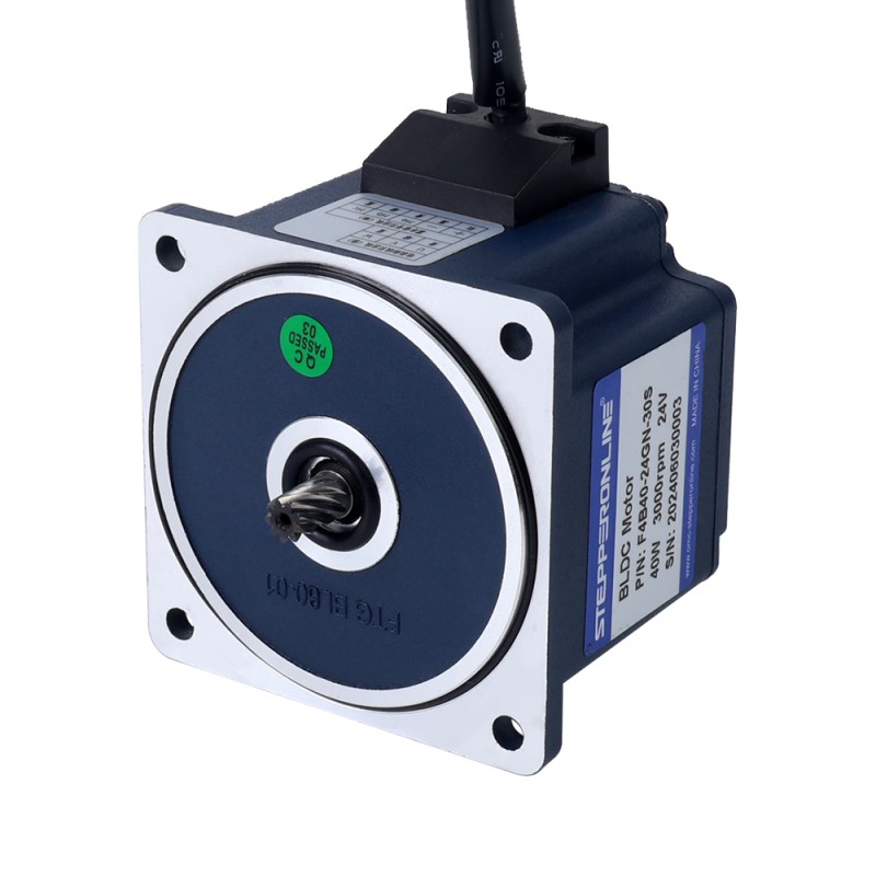 24V 40W 150RPM Geared Brushless DC Motor 2.06Nm(291.72oz.in) 20:1 Spur Gearbox - F4B40-24GN-30S/4GN20K | StepperOnline CA