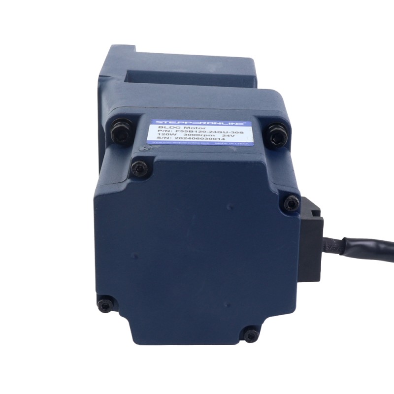 24V 120W 60RPM Geared BLDC Motor 11.63Nm(1647.32oz.in) 50:1 Right Angle Gearbox - F55B120-24GU-30S/5GU50RC | StepperOnline CA 24V 120W 60RPM Geared BLDC Motor 11.63Nm(1647.32oz.in) 50:1 Right Angle Gearbox - F55B120-24GU-30S/5GU50RC | StepperOnline CA