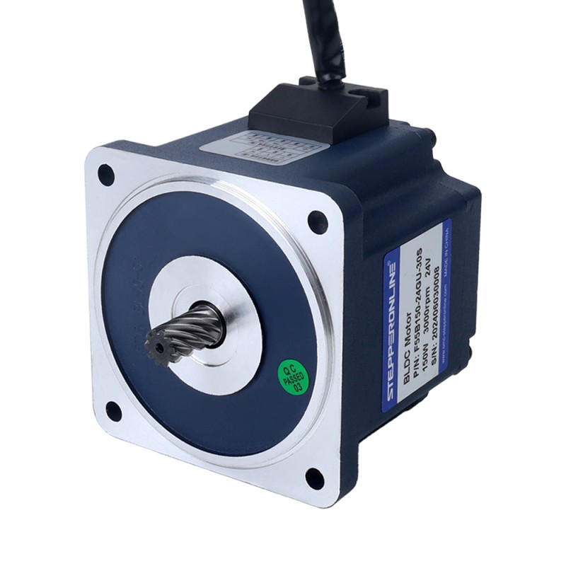 24V 150W 100RPM Geared Brushless DC Motor 9.50Nm(1345.31oz.in) 30:1 Spur Gearbox - F55B150-24GU-30S/5GU30KB | StepperOnline CA 24V 150W 100RPM Geared Brushless DC Motor 9.50Nm(1345.31oz.in) 30:1 Spur Gearbox - F55B150-24GU-30S/5GU30KB | StepperOnline CA