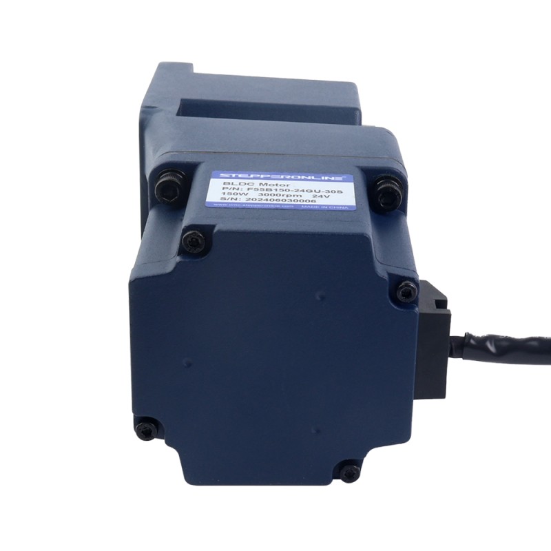24V 150W 150RPM Geared BLDC Motor 6.66Nm(943.00oz.in) 20:1 Right Angle Gearbox - F55B150-24GU-30S/5GU20RC | StepperOnline CA