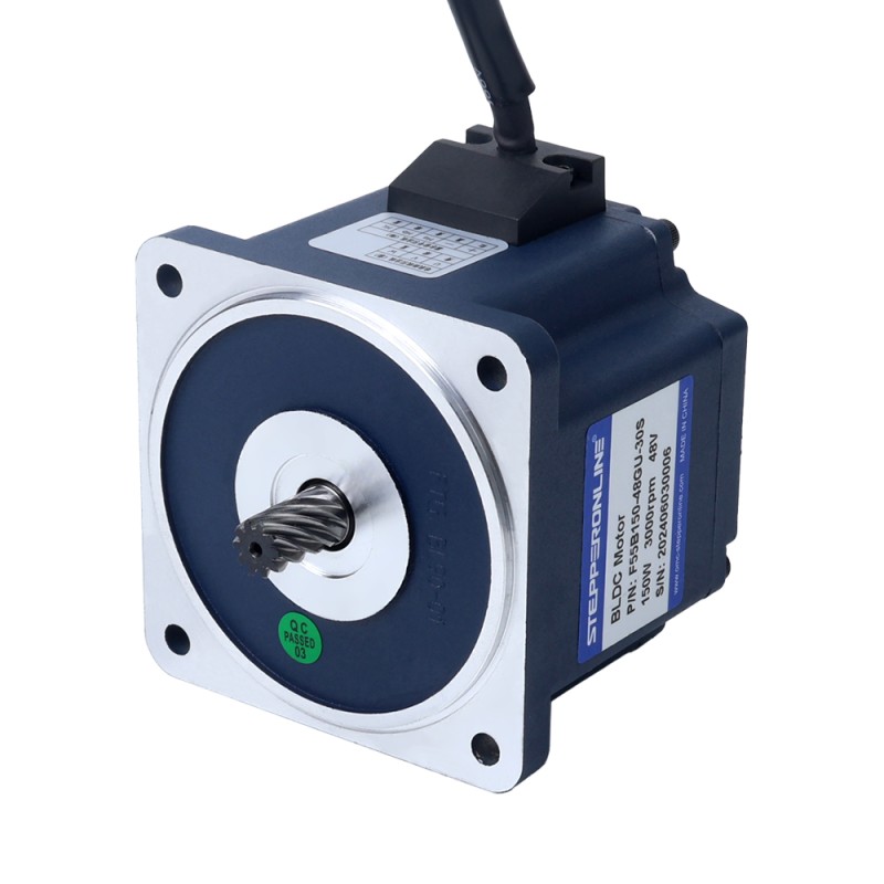 48V 150W 600RPM Geared Brushless DC Motor 1.95Nm(276.14oz.in) 5:1 Spur Gearbox - F55B150-48GU-30S/5GU5KB | StepperOnline CA