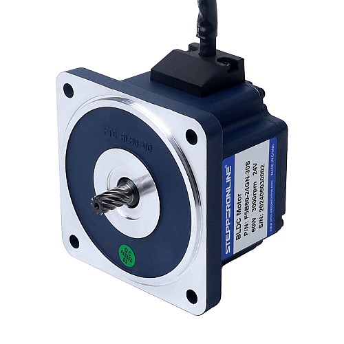 24V 60W 300RPM Geared Brushless DC Motor 1.55Nm(219.50oz.in) 10:1 Spur Gearbox - F5B60-24GN-30S/5GN10K | StepperOnline CA 24V 60W 300RPM Geared Brushless DC Motor 1.55Nm(219.50oz.in) 10:1 Spur Gearbox - F5B60-24GN-30S/5GN10K | StepperOnline CA