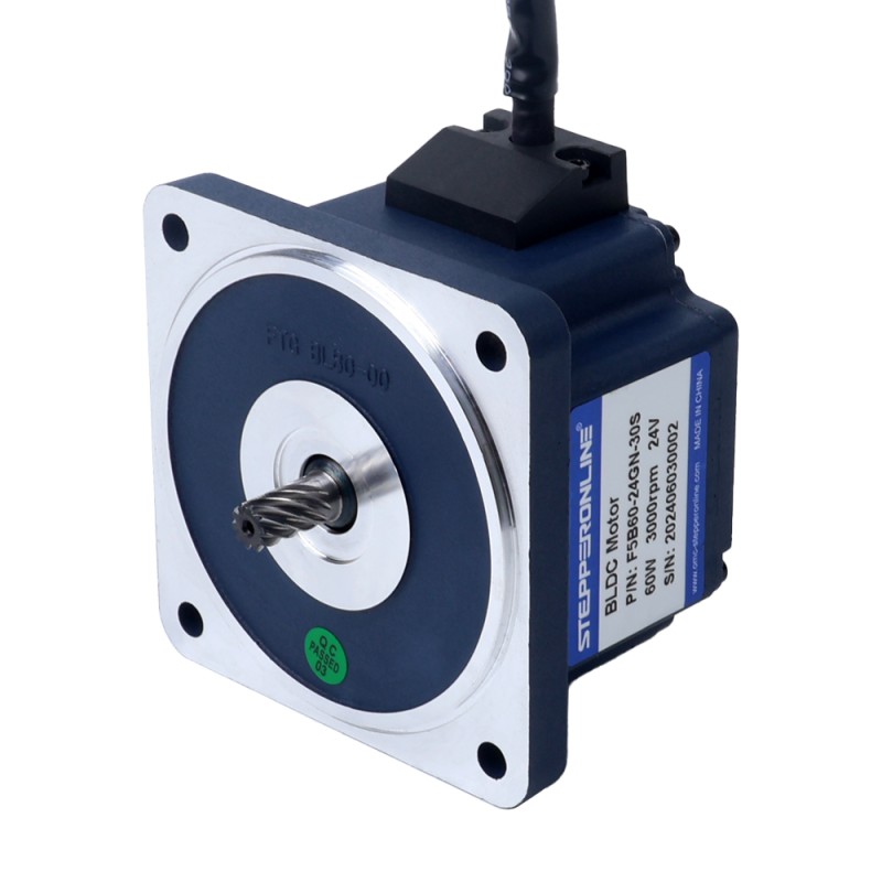 24V 60W 100RPM Geared Brushless DC Motor 4.18Nm(591.94oz.in) 30:1 Spur Gearbox - F5B60-24GN-30S/5GN30K | StepperOnline CA