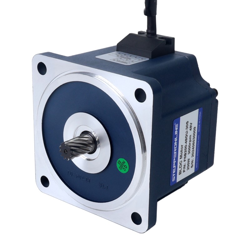 48V 200W 150RPM Geared Brushless DC Motor 8.40Nm(1189.54oz.in) 20:1 Spur Gearbox - F6B200-48GU-30S/6GU20K | StepperOnline CA 48V 200W 150RPM Geared Brushless DC Motor 8.40Nm(1189.54oz.in) 20:1 Spur Gearbox - F6B200-48GU-30S/6GU20K | StepperOnline CA