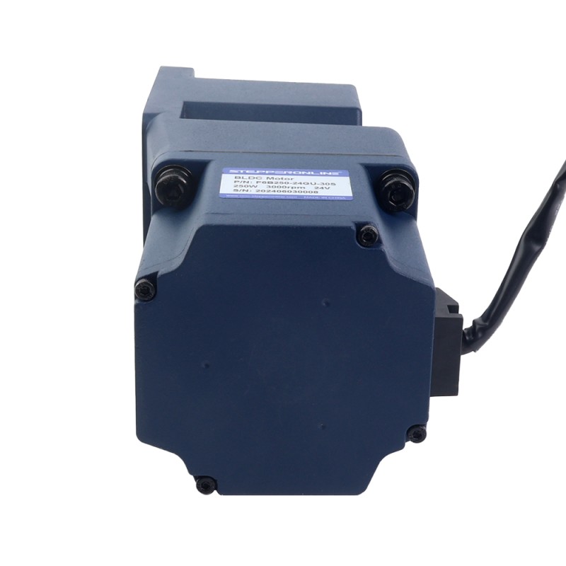 48V 250W 150RPM Geared BLDC Motor 11.81Nm(1672.00oz.in) 20:1 Right Angle Gearbox - F6B250-48GU-30S/6GU20RC | StepperOnline CA