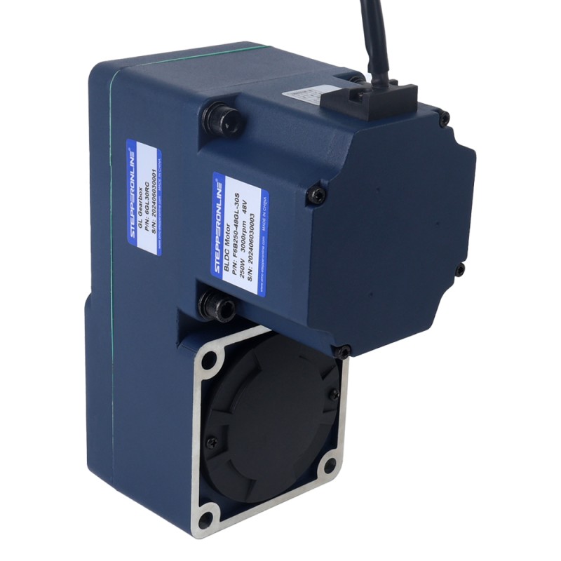 48V 250W 100RPM 20.00Nm(2832.23oz.in) 30:1 Geared Brushless DC Motor w/ Parallel Hollow Shaft Gearbox - F6B250-48GL-30S/6GL30RC | StepperOnline CA