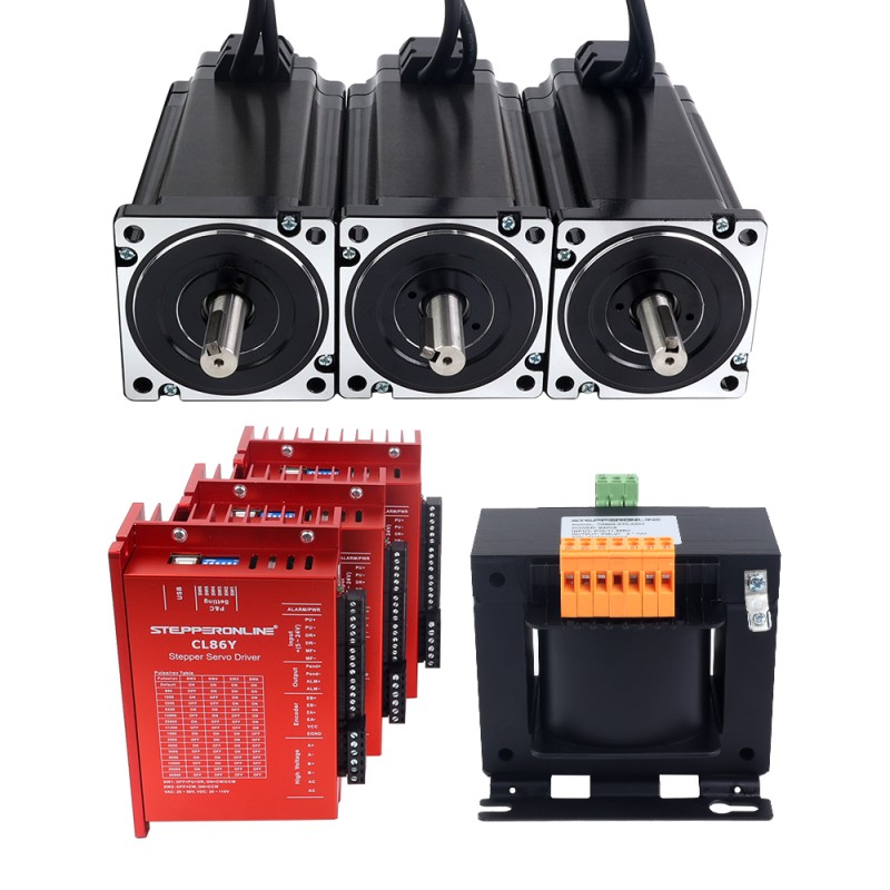 YS Series 3 Axis Closed Loop Stepper CNC Kit 12.0Nm(1699.34oz.in) Nema 34 Motor w/ 1.5m Cables & AC Transformer - 3-ACLYS120-1M5 | StepperOnline CA