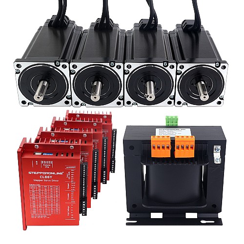 YS Series 4 Axis Closed Loop Stepper CNC Kit 12.0Nm(1699.34oz.in) Nema 34 Motor w/ 1.5m Cables & AC Transformer - 4-ACLYS120-1M5 | StepperOnline CA