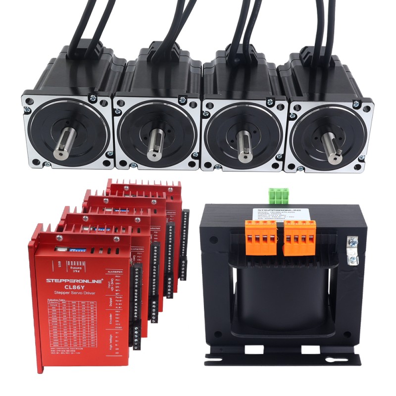 YS Series 4 Axis Closed Loop Stepper CNC Kit 6.50Nm(920.48oz.in) Nema 34 Motor w/ 1.5m Cables & AC Transformer - 4-ACLYS65-1M5 | StepperOnline CA