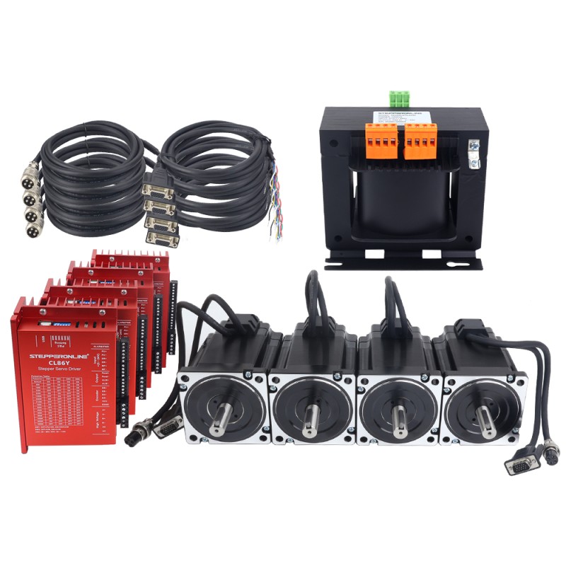 YS Series 4 Axis Closed Loop Stepper CNC Kit 6.50Nm(920.48oz.in) Nema 34 Motor w/ 2.0m Cables & AC Transformer - 4-ACLYS65 | StepperOnline CA