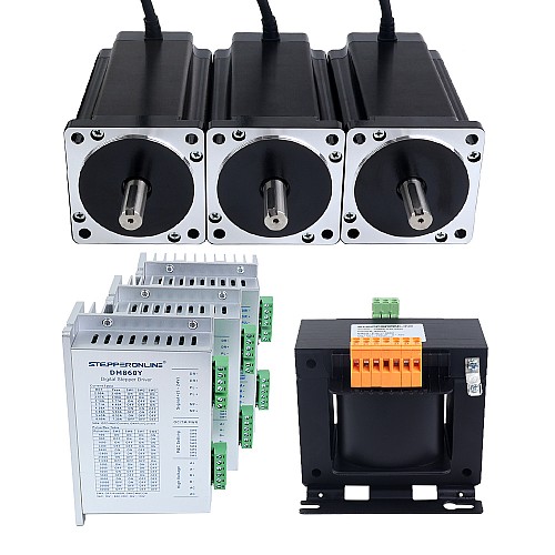 YS Series 3 Axis Stepper CNC Kit 12.0Nm(1699.34oz.in) Nema 34 Stepper Motor & Driver & AC Transformer - 3-DM860Y-TR120 | StepperOnline CA