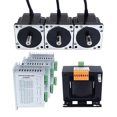 YS Series 3 Axis Stepper CNC Kit 4.8Nm(679.74oz.in) Nema 34 Stepper Motor & Driver & AC Transformer - 3-DM860Y-TR48 | StepperOnline CA