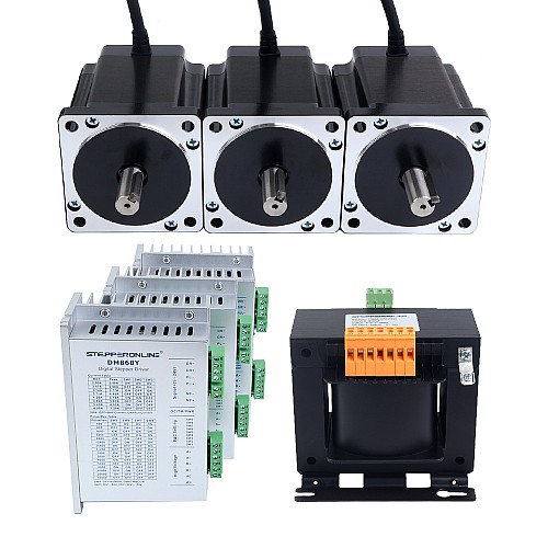 YS Series 3 Axis Stepper CNC Kit 8.0Nm(1132.89oz.in) Nema 34 Stepper Motor & Driver & AC Transformer - 3-DM860Y-TR80 | StepperOnline CA