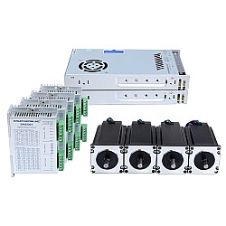 YS Series 4 Axis Stepper CNC Kit 3.00Nm(424.83oz.in) Nema 23 Stepper Motor & Driver & 48V Power Supply