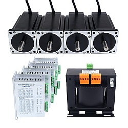 YS Series 4 Axis Stepper CNC Kit 12.0Nm(1699.34oz.in) Nema 34 Stepper Motor & Driver & AC Transformer