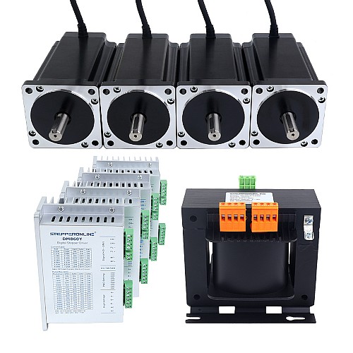 YS Series 4 Axis Stepper CNC Kit 12.0Nm(1699.34oz.in) Nema 34 Stepper Motor & Driver & AC Transformer - 4-DM860Y-TR120 | StepperOnline CA