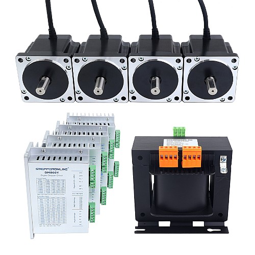YS Series 4 Axis Stepper CNC Kit 4.8Nm(679.74oz.in) Nema 34 Stepper Motor & Driver & AC Transformer - 4-DM860Y-TR48 | StepperOnline CA