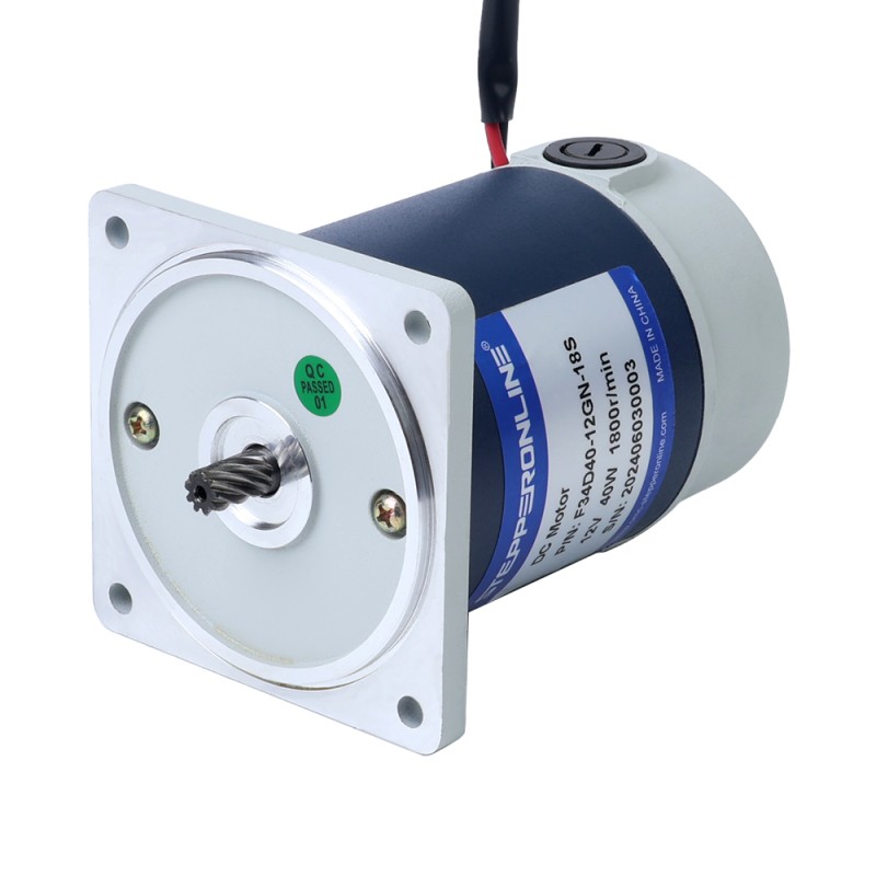 Brushed 12V 40W 4.81Nm(681.15oz.in) 36RPM w/ 50:1 Spur Gearbox DC Gear Motor - F34D40-12GN-18S/4GN50K | StepperOnline CA