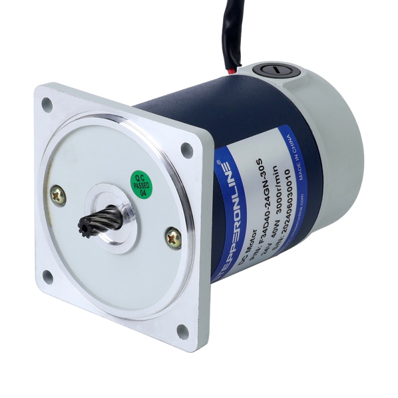 Brushed 24V 40W 1.28Nm(181.26oz.in) 150RPM w/ 20:1 Spur Gearbox DC Gear Motor - F34D40-24GN-30S/4GN20K | StepperOnline CA