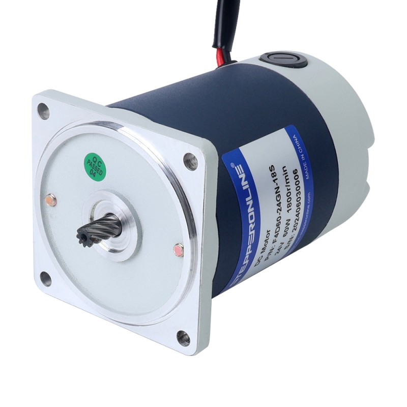 Brushed 24V 60W 8.00Nm(1132.89oz.in) 36RPM w/ 50:1 Spur Gearbox DC Gear Motor - F4D60-24GN-18S/4GN50K | StepperOnline CA