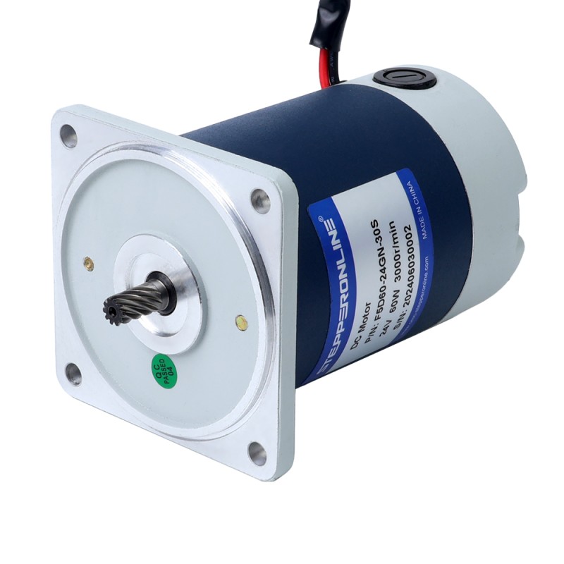 Brushed 24V 60W 1.54Nm(218.08oz.in) 300RPM w/ 10:1 Spur Gearbox DC Gear Motor - F5D60-24GN-30S/5GN10K | StepperOnline CA