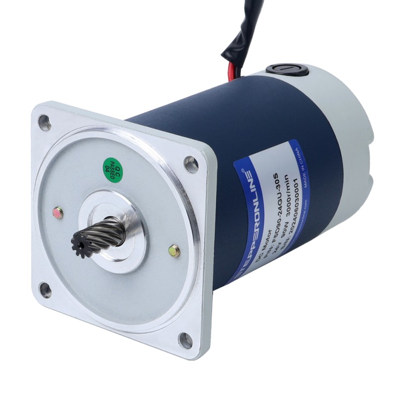 Brushed 24V 90W 2.32Nm(328.54oz.in) 300RPM w/ 10:1 Spur Gearbox DC Gear Motor - F5D90-24GU-30S/5GU10KB | StepperOnline CA