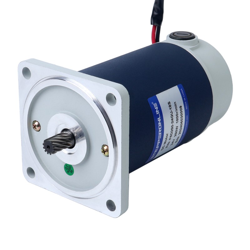 Brushed 24V 250W 40.00Nm(5664.47oz.in) 36RPM w/ 50:1 Spur Gearbox DC Gear Motor - F6D250-24GU-18S/6GU50K | StepperOnline CA