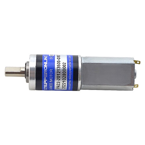 Brushed 12V DC Gear Motor 1.1Kg.cm/98RPM w/ 107:1 Planetary Gearbox - PA22-201213500-G107 | StepperOnline CA