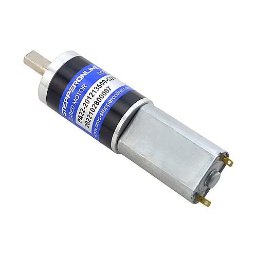 Brushed 12V DC Gear Motor 2.3Kg.cm/41RPM w/ 256:1 Planetary Gearbox - PA22-201213500-G256 | StepperOnline CA