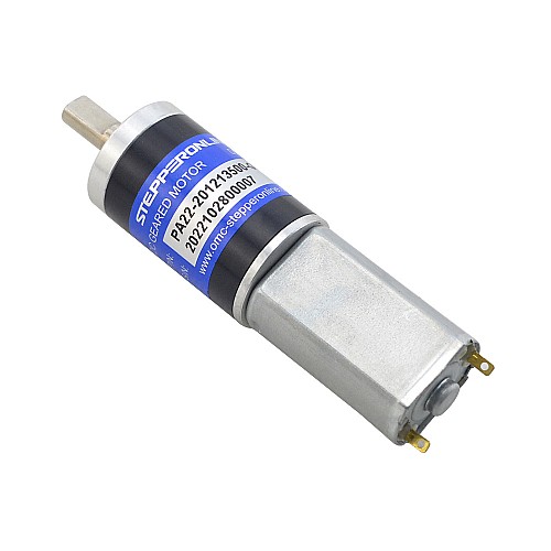 Brushed 12V DC Gear Motor 2.7Kg.cm/34.5RPM w/ 304:1 Planetary Gearbox - PA22-201213500-G304 | StepperOnline CA