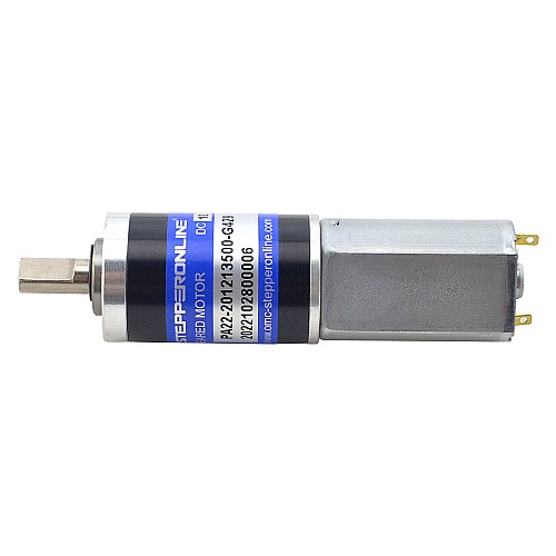 Brushed 12V DC Gear Motor 3.8Kg.cm/24.5RPM w/ 428.6:1 Planetary Gearbox - PA22-201213500-G429 | StepperOnline CA