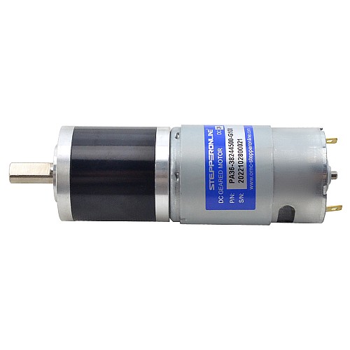 Brushed 24V DC Gear Motor 15Kg.cm/33RPM w/ 99.5:1 Planetary Gearbox - PA36-38244500-G100 | StepperOnline CA Brushed 24V DC Gear Motor 15Kg.cm/33RPM w/ 99.5:1 Planetary Gearbox - PA36-38244500-G100 | StepperOnline CA