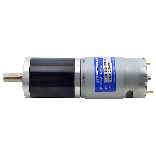 Brushed 24V DC Gear Motor 30Kg.cm/8.9RPM w/ 369:1 Planetary Gearbox - PA36-38244500-G369 | StepperOnline CA