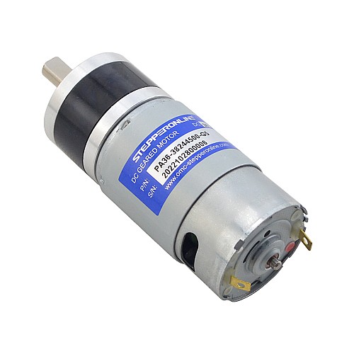 Brushed 24V DC Gear Motor 1Kg.cm/634RPM w/ 5.2:1 Planetary Gearbox - PA36-38244500-G5 | StepperOnline CA