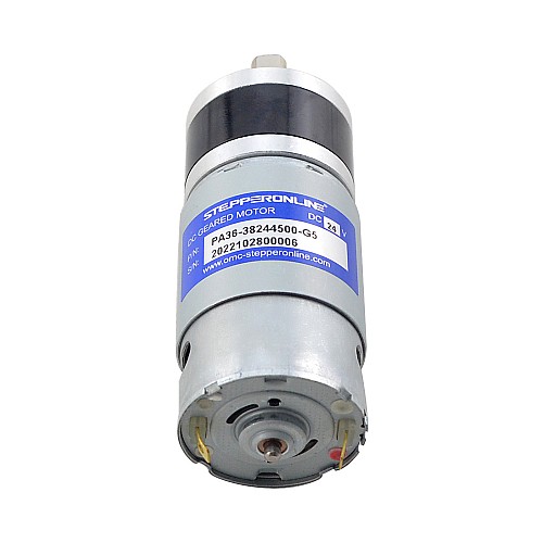 Brushed 24V DC Gear Motor 1Kg.cm/634RPM w/ 5.2:1 Planetary Gearbox - PA36-38244500-G5 | StepperOnline CA