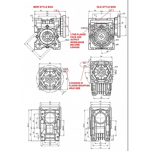 20:1 Worm Gearbox NMRV40 Worm Gear Speed Reducer 14mm Input Shaft Diameter - NMRV40-G20-D14 | StepperOnline CA
