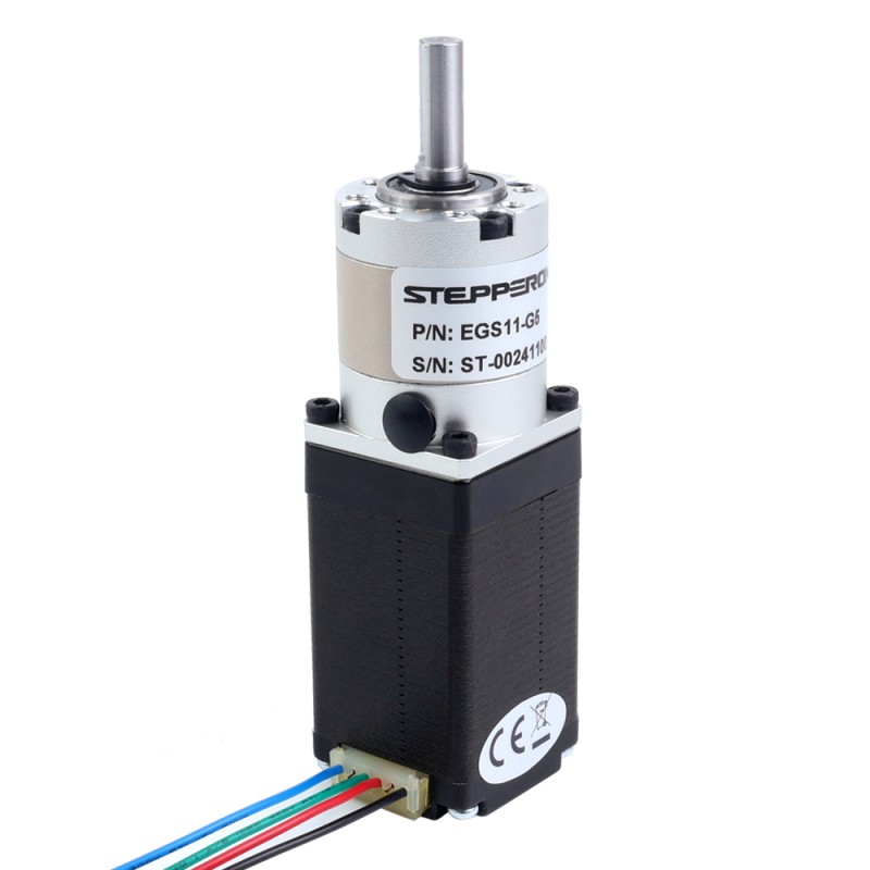 Nema 11 Stepper Motor Bipolar L=51mm w/ Gear Ratio 5:1 EG Series Planetary Gearbox - 11HS20-0704S-EGS5 | StepperOnline CA