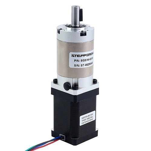 Nema 14 Stepper Motor Bipolar L=52mm w/ Gear Ratio 100:1 EG Series Planetary Gearbox - 14HS20-1504S-EGS100 | StepperOnline CA
