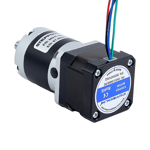 Nema 17 Stepper Motor Bipolar L=34mm w/ Gear Ratio 100:1 MG Series Planetary Gearbox - 17HS13-0404S-MG100 | StepperOnline CA